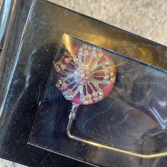 Handbag/Purse Tabletop Hanger Jeweled Purple and Silver IOP - Picture 3 of 4